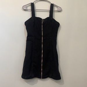 Zip front black denim jumper